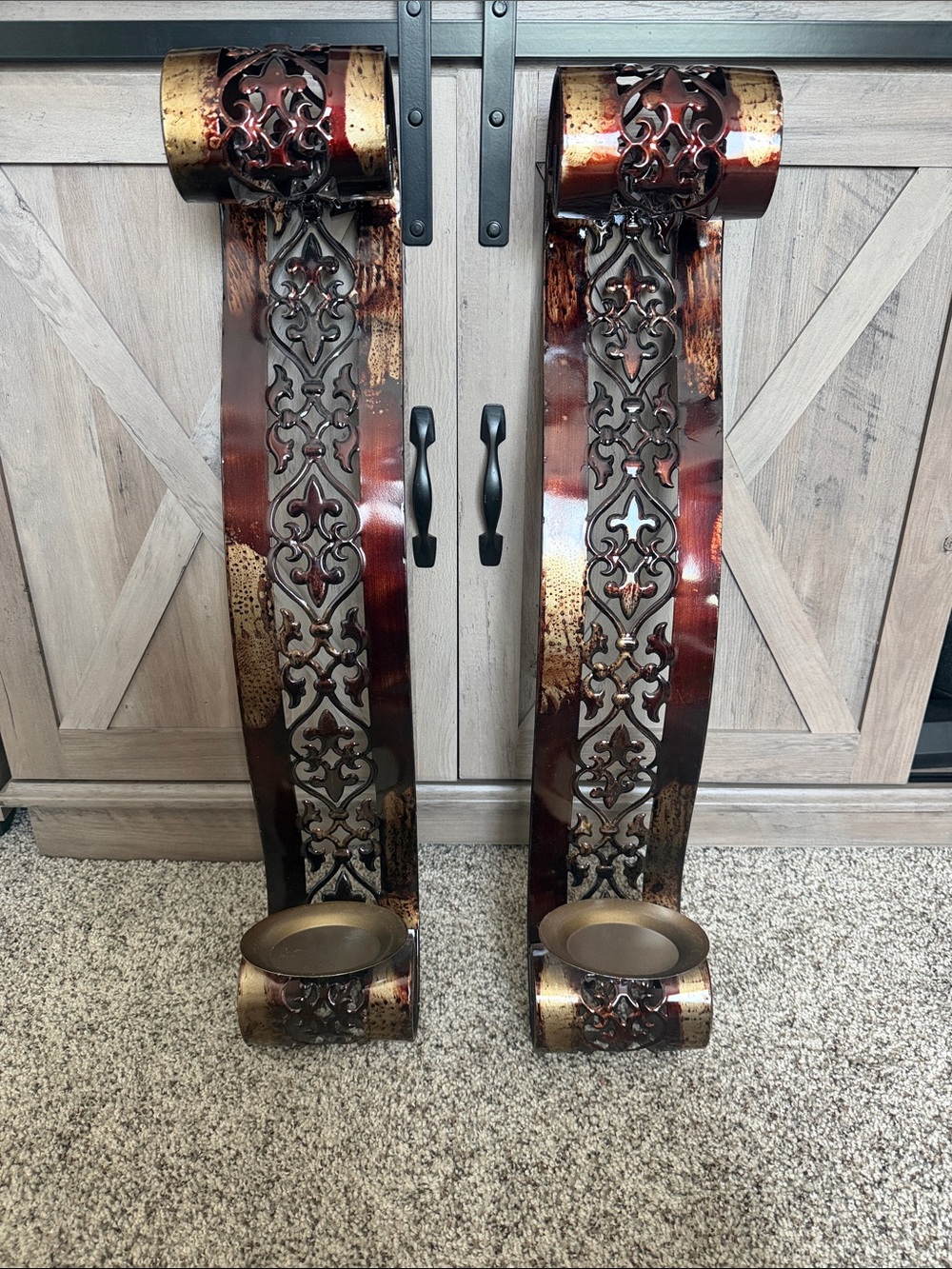 Decorative Scroll Wall Sconces in Bronze and Gold - Home Accents
